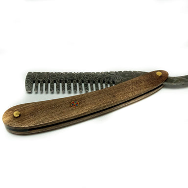 Damascus Steel Cut Throat Comb - BedfordshireBeardCo